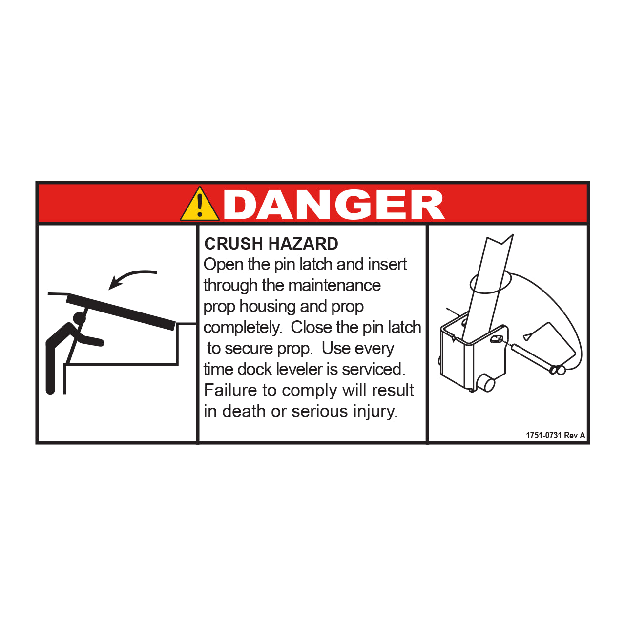 1751-0731 Poweramp Decal, Crush Hazard "Open The Lip Latch"