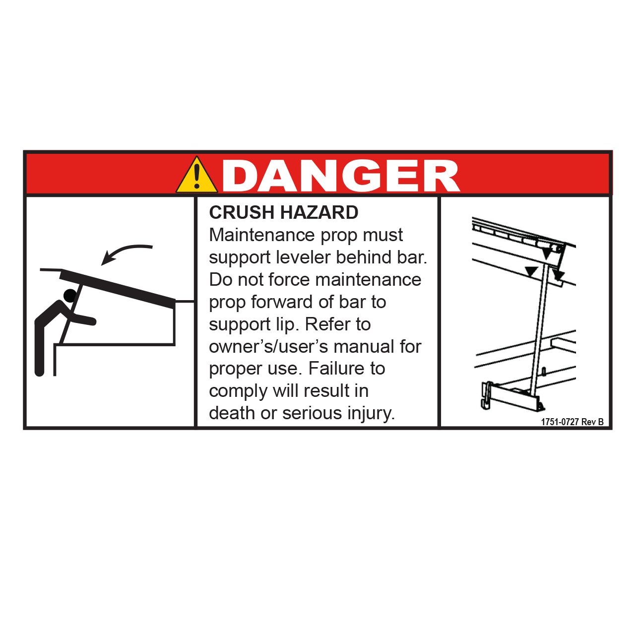 1751-0727 Poweramp Decal, Crush Hazard "Maintenance Prop Must"