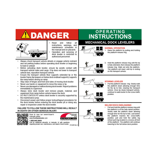 1751-0875 Poweramp Placard, Mechanical Leveler