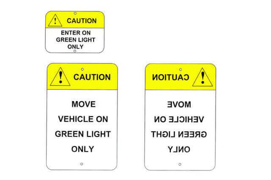 Aluminum Driver Warning Sign Set of 3, Red/Green Safety Signs - Tri Lite