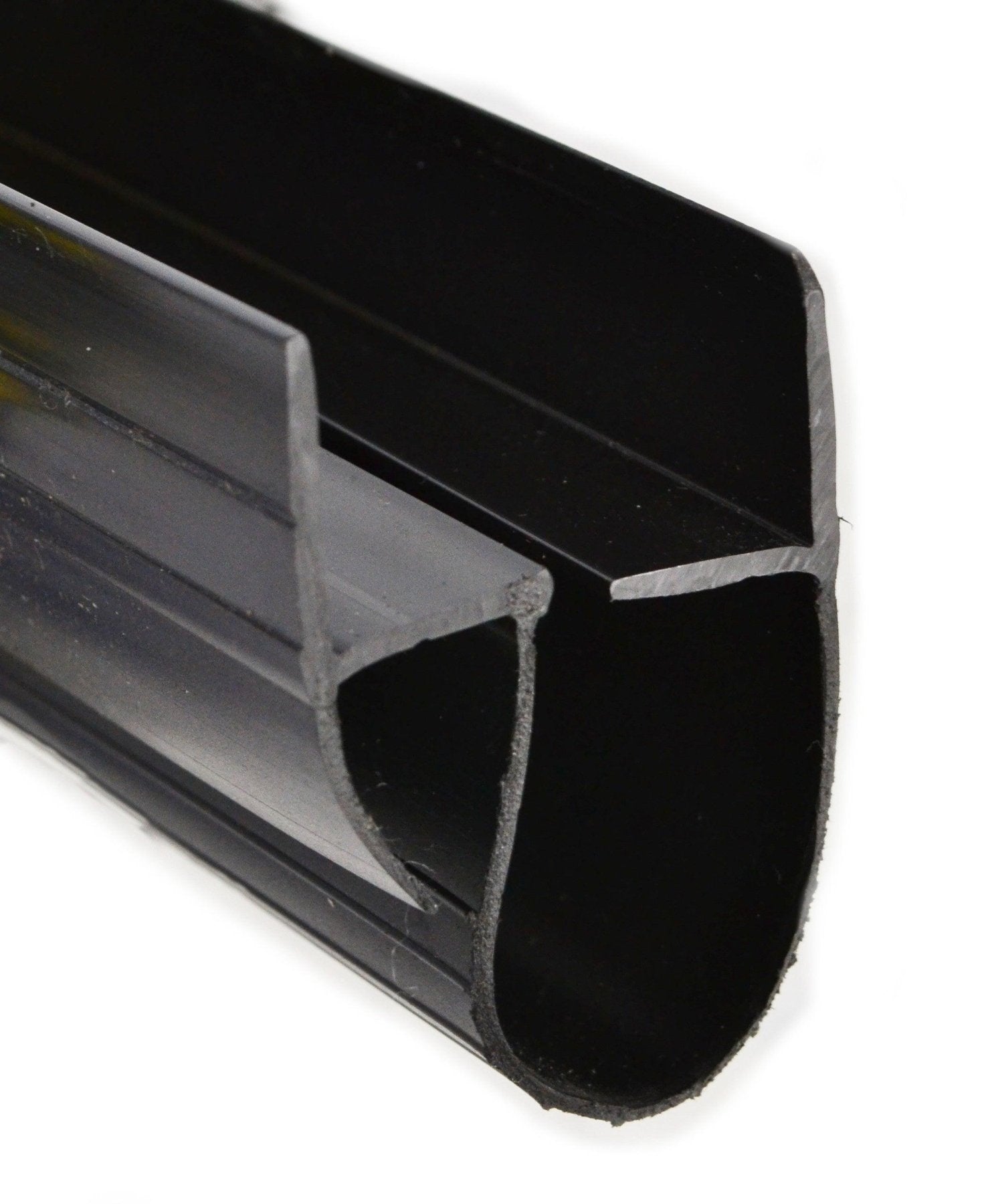 DS-100-100-9, BOTTOM BULB W/SWEEP UNIVERSAL 2" DOOR BLACK VINYL, 9'-2" LONG - Excel Solutions