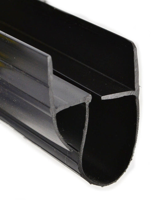 DS-100-100-9, BOTTOM BULB W/SWEEP UNIVERSAL 2" DOOR BLACK VINYL, 9'-2" LONG - Excel Solutions