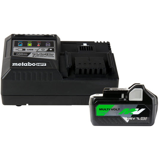 Metabo HPT UC18YSL3B1M 36V/18V MultiVolt Lithium Ion Slide Battery and Charger Starter Kit (4.0Ah/8.0Ah)
